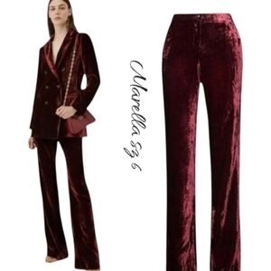 NWT Marella Silvano Red Velvet  Striaght Leg Trouser Pants sz 6